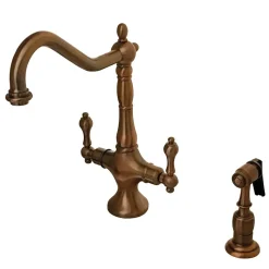 Kingston Brass Heritage 2-Handle Kitchen Faucet with Brass Sprayer