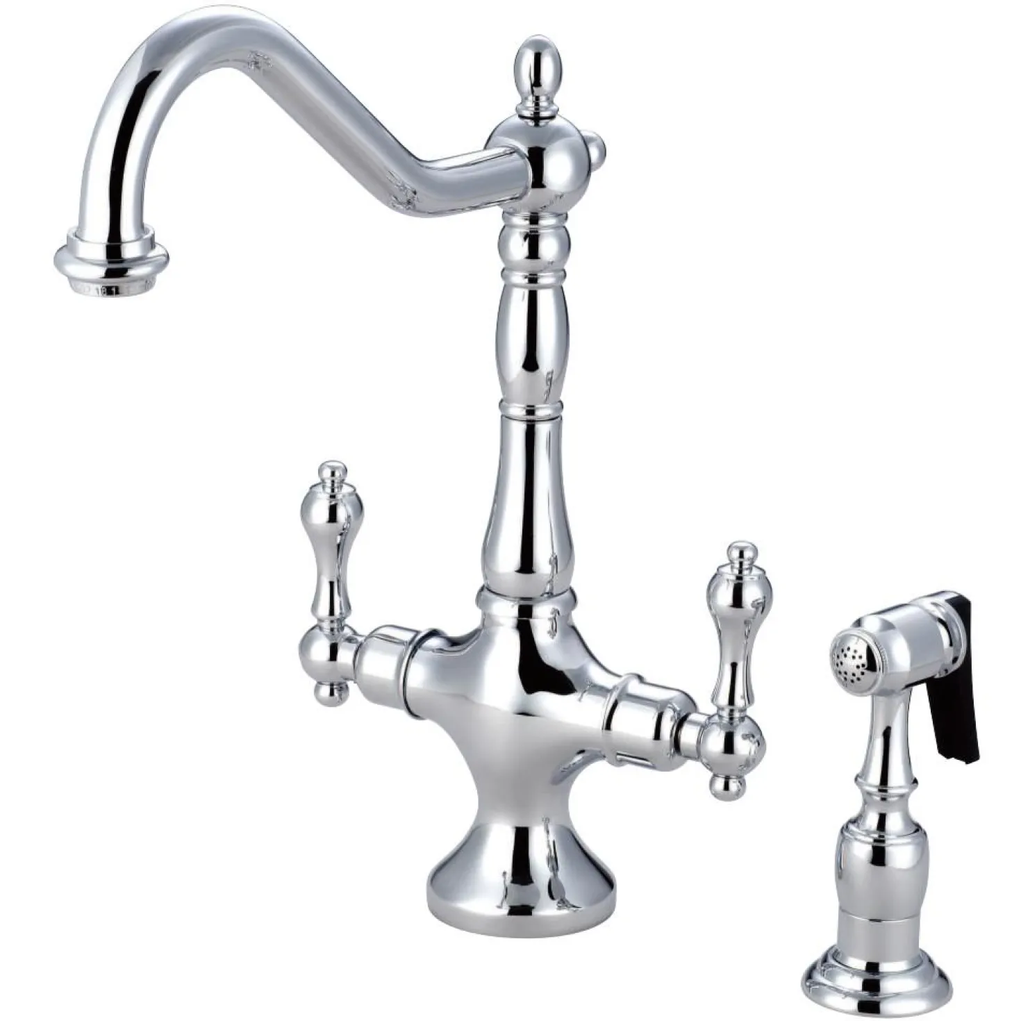 Kingston Brass Heritage 2-Handle Kitchen Faucet with Brass Sprayer