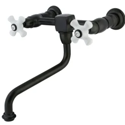 Kingston Brass Heritage 2-Handle Cross Wall Mount Bathroom Faucet