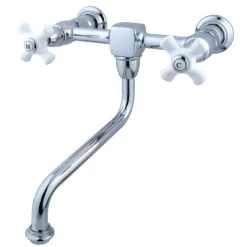 Kingston Brass Heritage 2-Handle Cross Wall Mount Bathroom Faucet