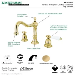 Kingston Brass Heritage 2-Handle 8-Inch Widespread Bathroom Faucet