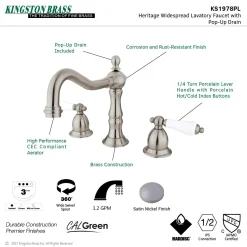 Kingston Brass Heritage 2-Handle 8-Inch Widespread Bathroom Faucet