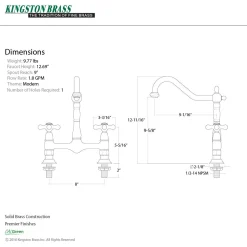 Kingston Brass Heritage 2-Hole Kitchen Bridge Faucet