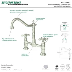 Kingston Brass Heritage 2-Hole Kitchen Bridge Faucet