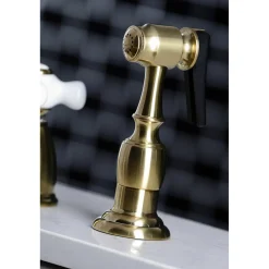 Kingston Brass Heritage 4-Hole Widespread Kitchen Faucet with Brass Sprayer
