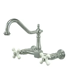 Kingston Brass Heritage 2-Hole 8-Inch Wall Mount Kitchen Faucet