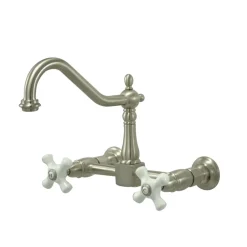 Kingston Brass Heritage 2-Hole 8-Inch Wall Mount Kitchen Faucet