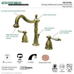 Kingston Brass Heritage 3-Hole 8-Inch Widespread Bathroom Faucet