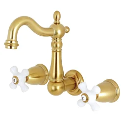 Kingston Brass Heritage 3-Hole 8-Inch Center Wall Mount Bathroom Faucet