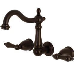 Kingston Brass Heritage 3-Hole Wall Mount Bathroom Faucet