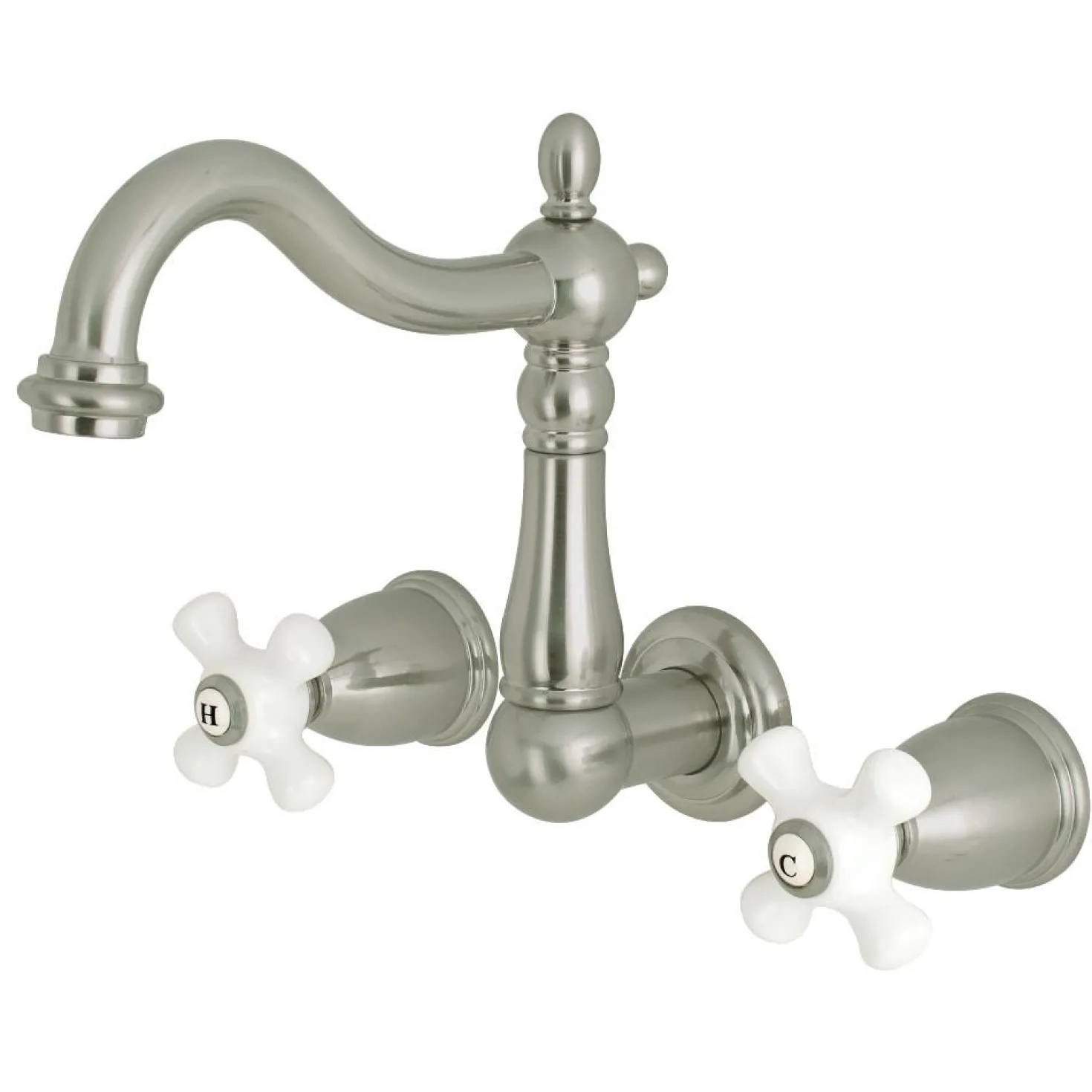 Kingston Brass Heritage 3-Hole 8" Center Wall Mount Bathroom Faucet