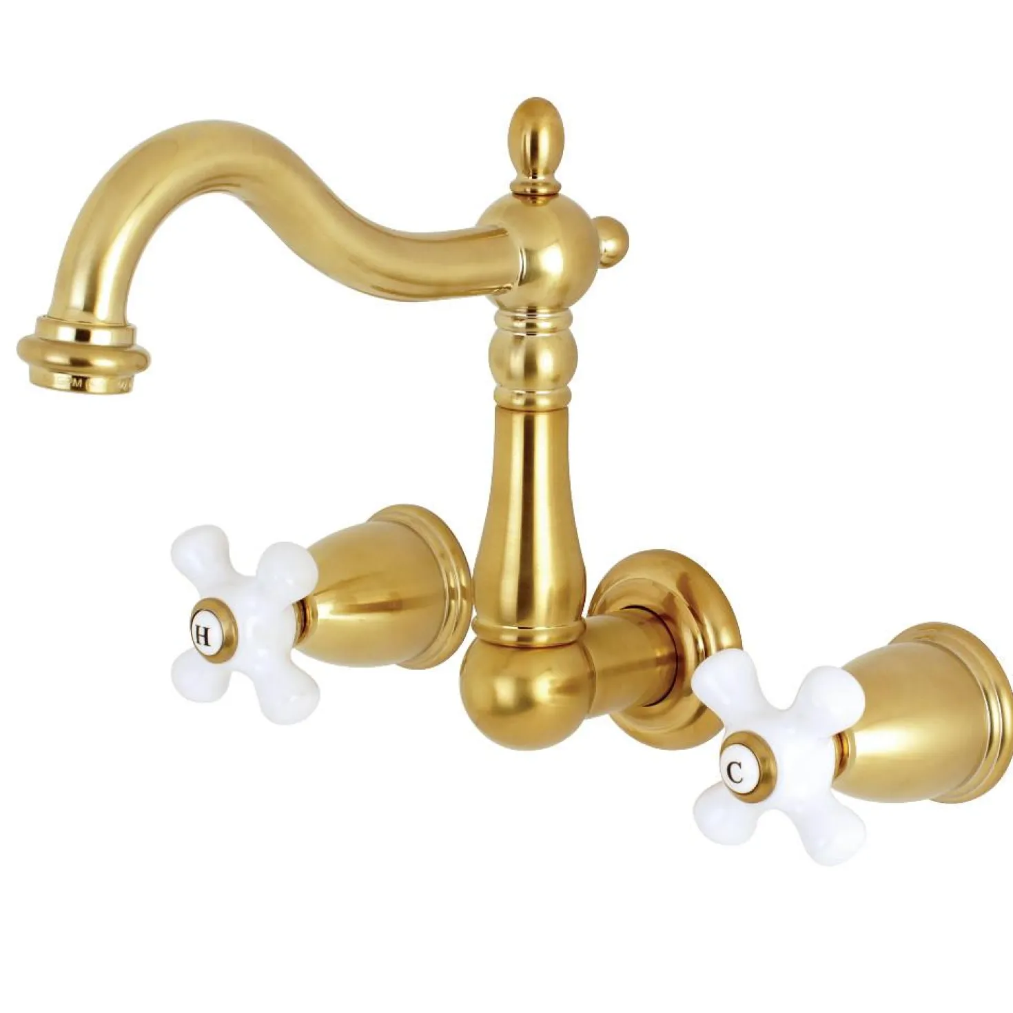 Kingston Brass Heritage 3-Hole 8" Center Wall Mount Bathroom Faucet