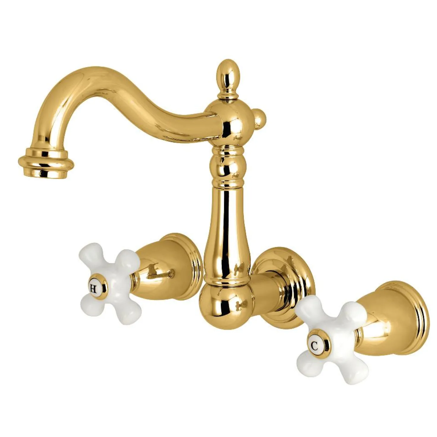Kingston Brass Heritage 3-Hole 8" Center Wall Mount Bathroom Faucet