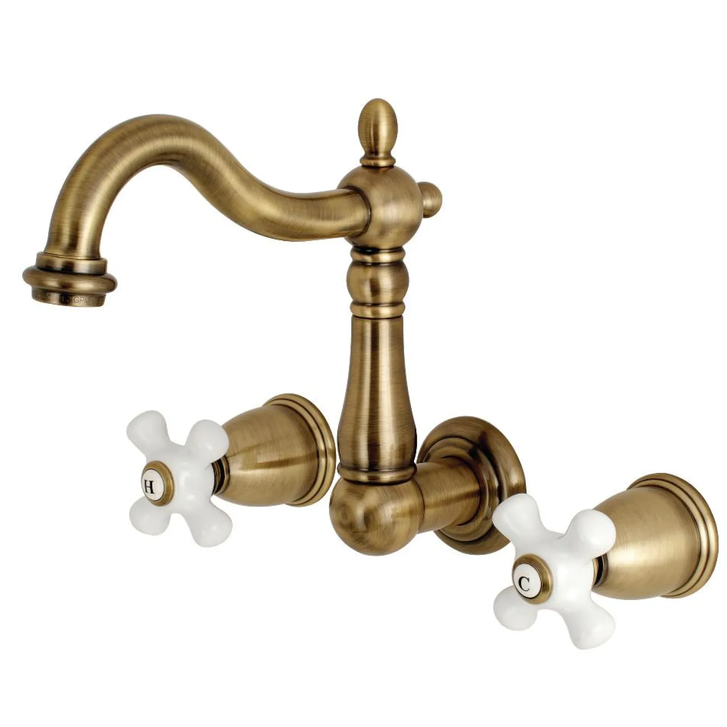 Kingston Brass Heritage 3-Hole 8" Center Wall Mount Bathroom Faucet