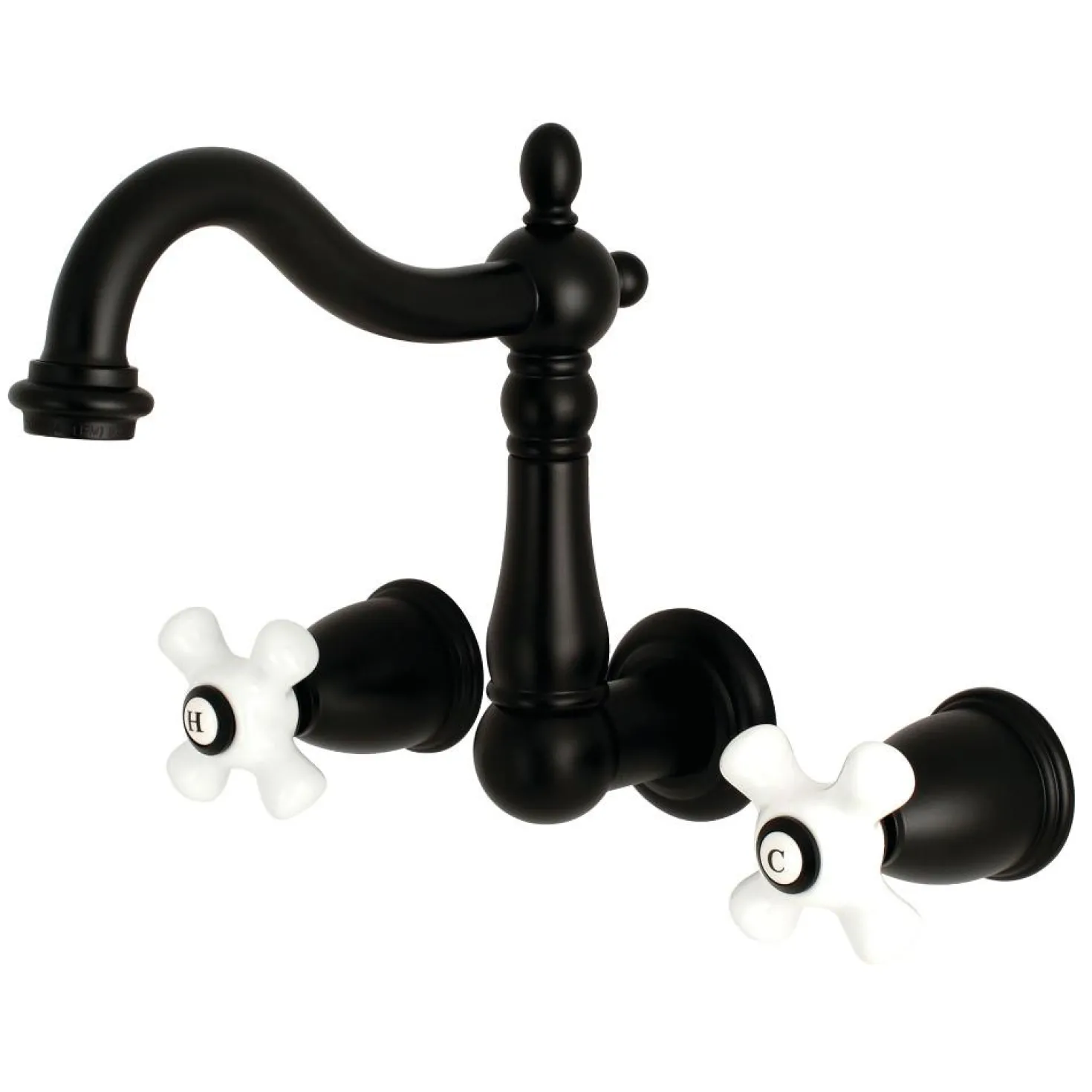 Kingston Brass Heritage 3-Hole 8" Center Wall Mount Bathroom Faucet