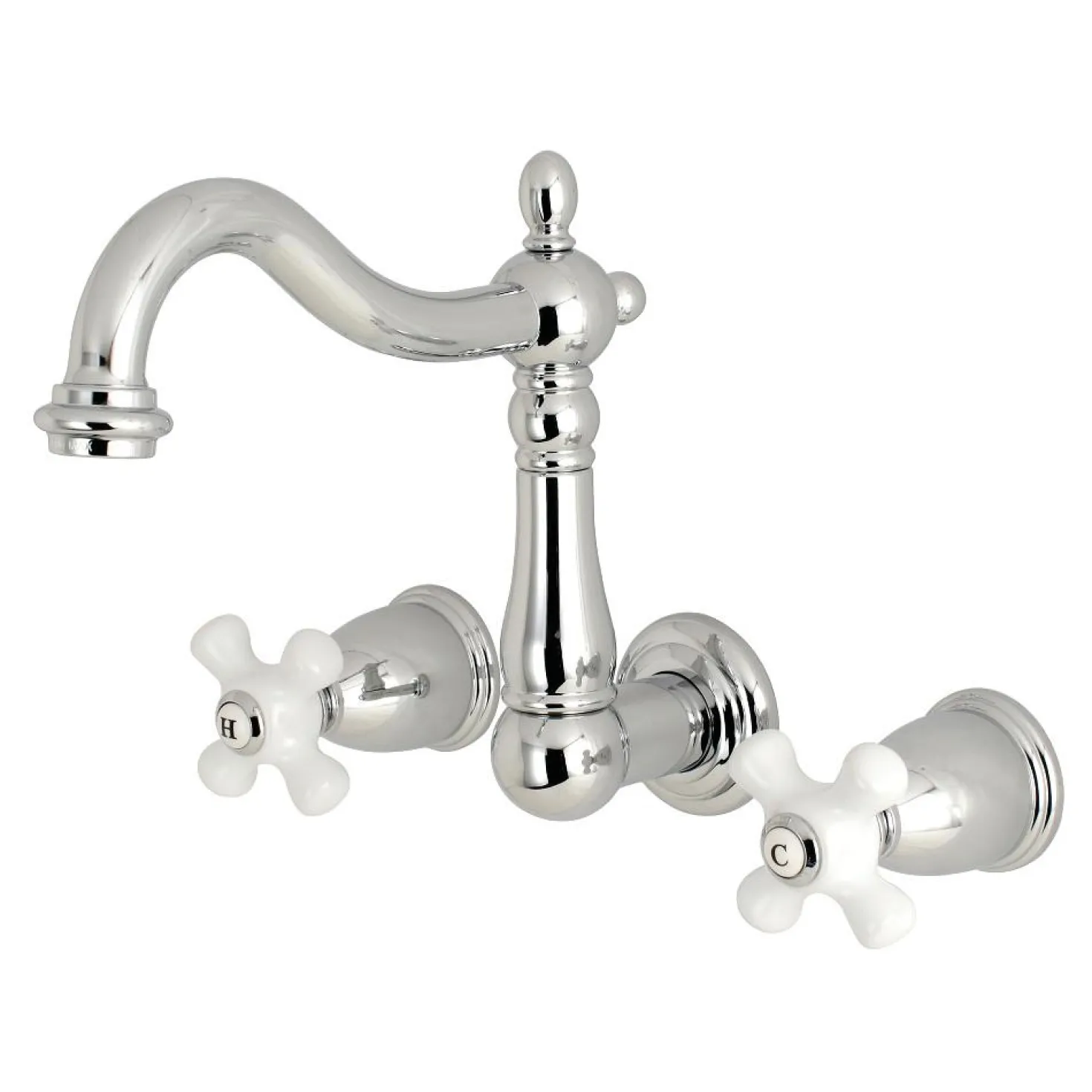 Kingston Brass Heritage 3-Hole 8" Center Wall Mount Bathroom Faucet