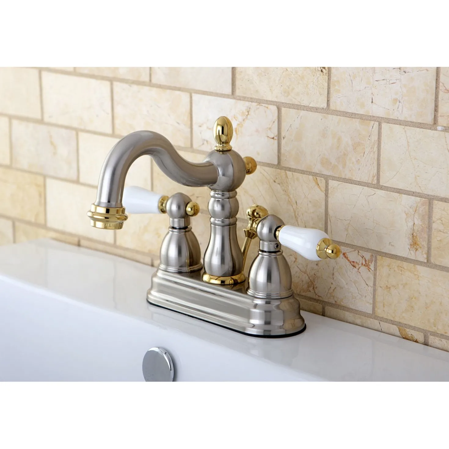 Kingston Brass Heritage 3-Hole 4-Inch Centerset Bathroom Faucet