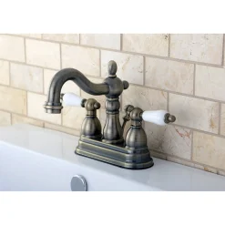 Kingston Brass Heritage 3-Hole 4-Inch Centerset Bathroom Faucet
