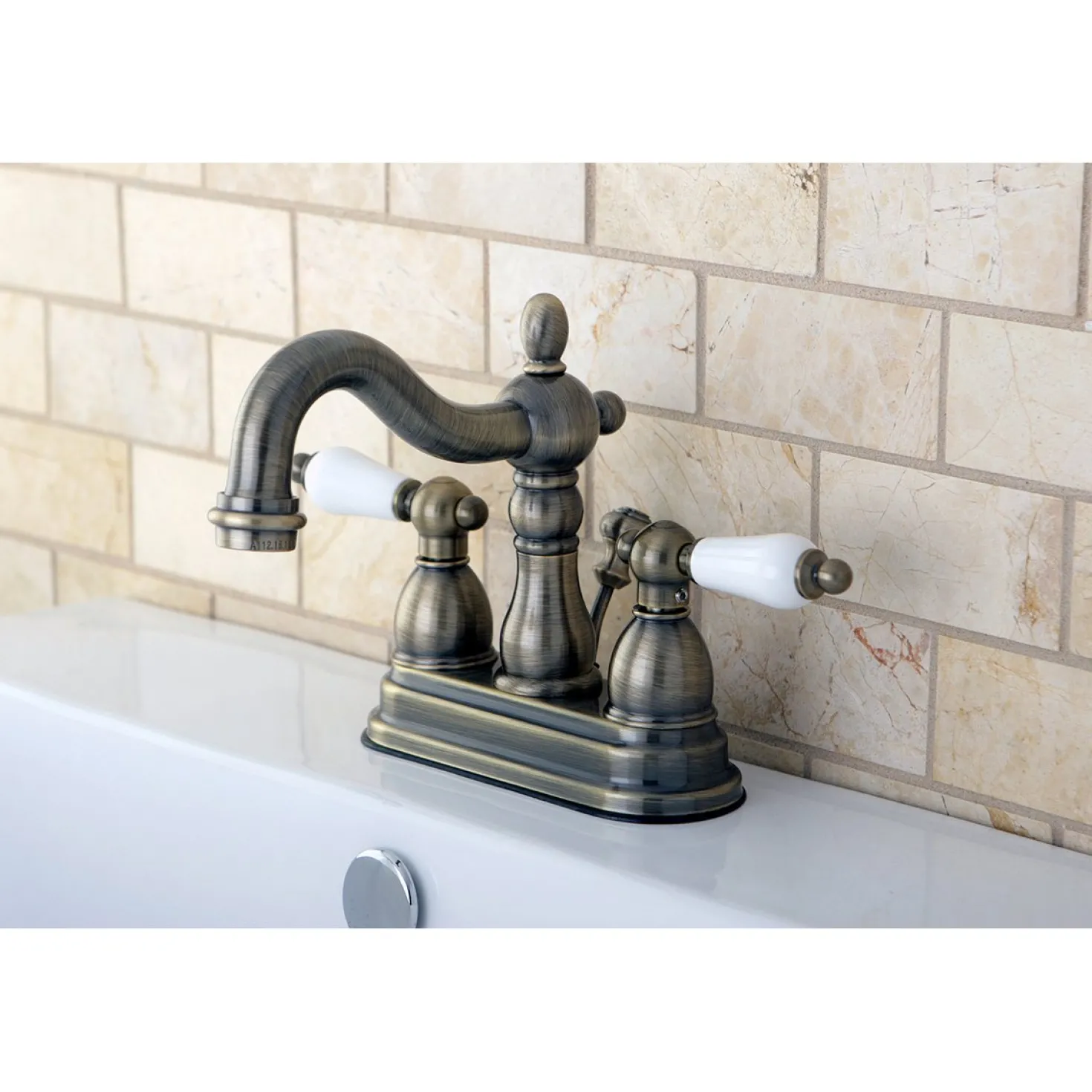 Kingston Brass Heritage 3-Hole 4-Inch Centerset Bathroom Faucet