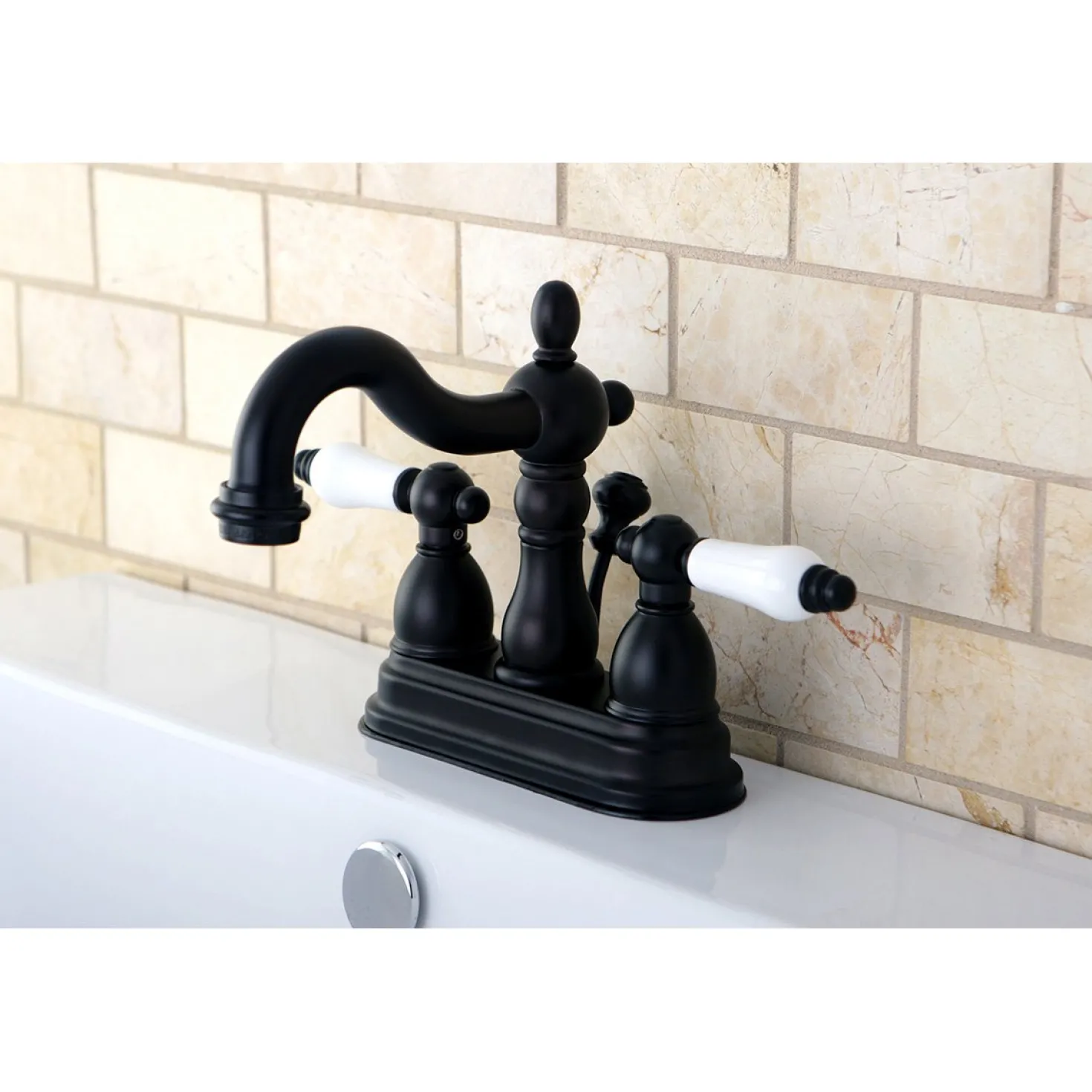 Kingston Brass Heritage 3-Hole 4-Inch Centerset Bathroom Faucet