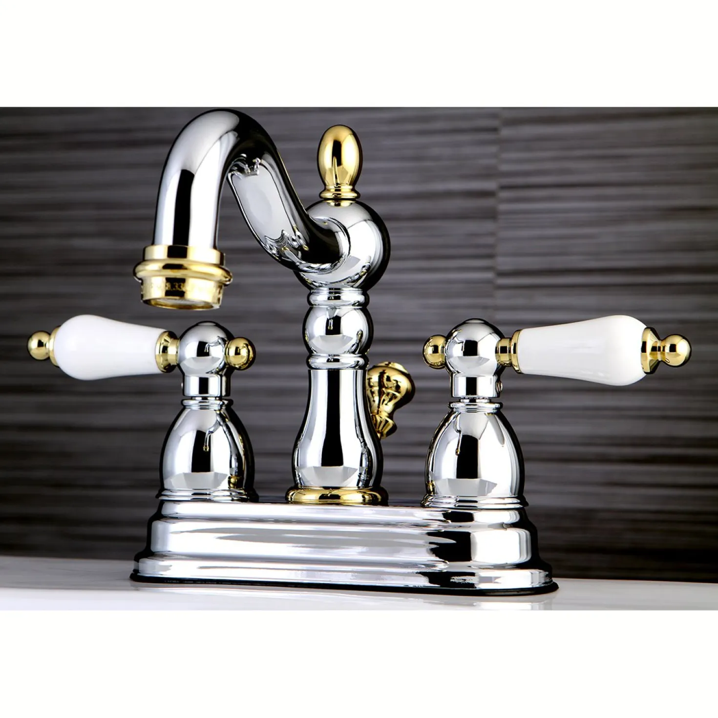 Kingston Brass Heritage 3-Hole 4-Inch Centerset Bathroom Faucet