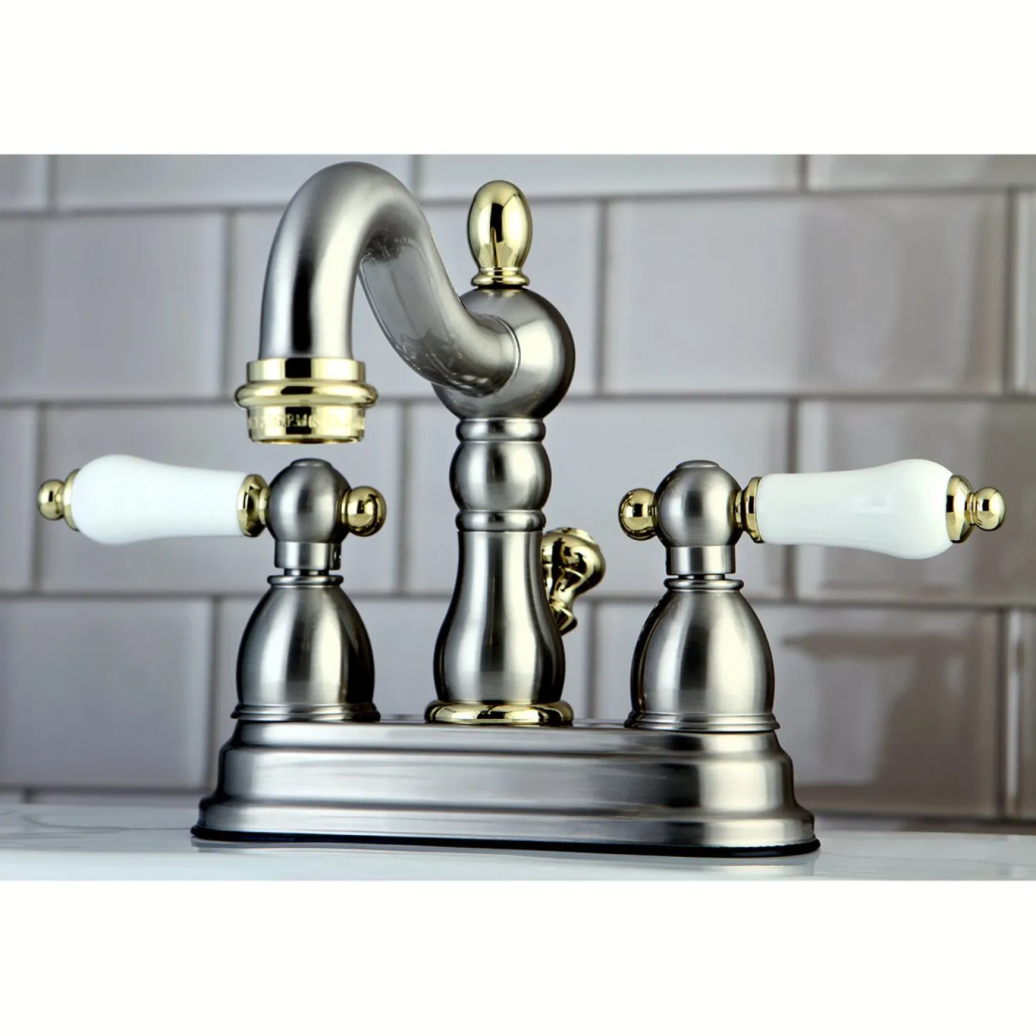 Kingston Brass Heritage 3-Hole 4-Inch Centerset Bathroom Faucet
