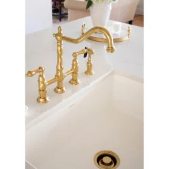 Kingston Brass Heritage 8-Inch Bridge Kitchen Faucet with Brass Sprayer