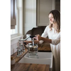 Kingston Brass Heritage 8-Inch Bridge Kitchen Faucet with Brass Sprayer