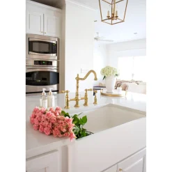 Kingston Brass Heritage 8-Inch Bridge Kitchen Faucet with Brass Sprayer