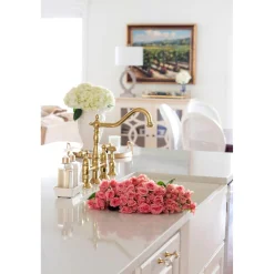 Kingston Brass Heritage 8-Inch Bridge Kitchen Faucet with Brass Sprayer