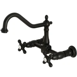 Kingston Brass Heritage 8-Inch Wall Mount 2-Hole Kitchen Faucet