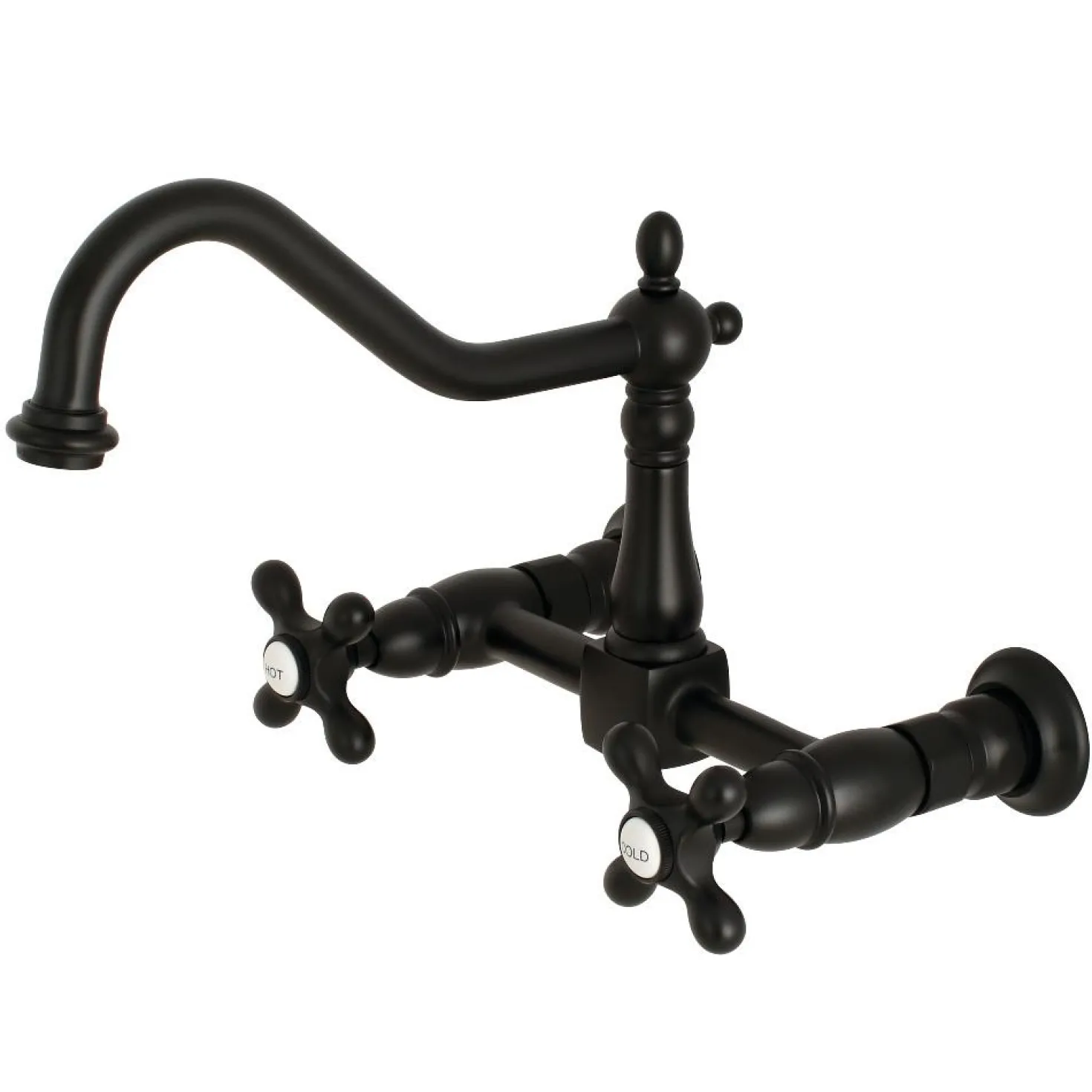 Kingston Brass Heritage 8-Inch Wall Mount 2-Hole Kitchen Faucet