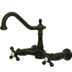 Kingston Brass Heritage 8-Inch Wall Mount 2-Hole Kitchen Faucet