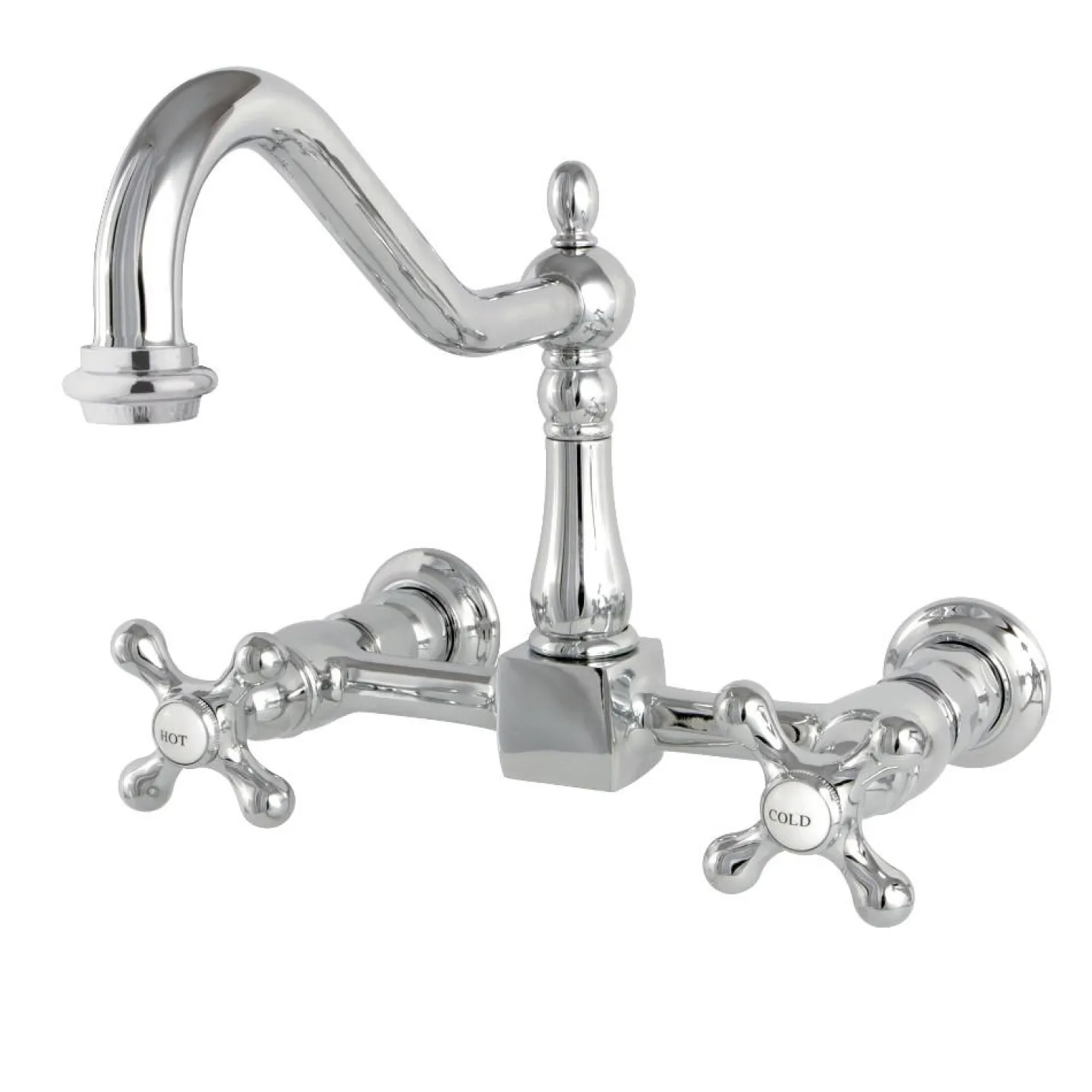 Kingston Brass Heritage 8-Inch Wall Mount 2-Hole Kitchen Faucet