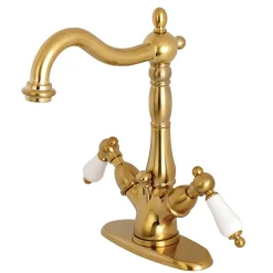 Kingston Brass Heritage 4-Inch Centerset Deck Mount Bathroom Faucet with Pop-Up Drain