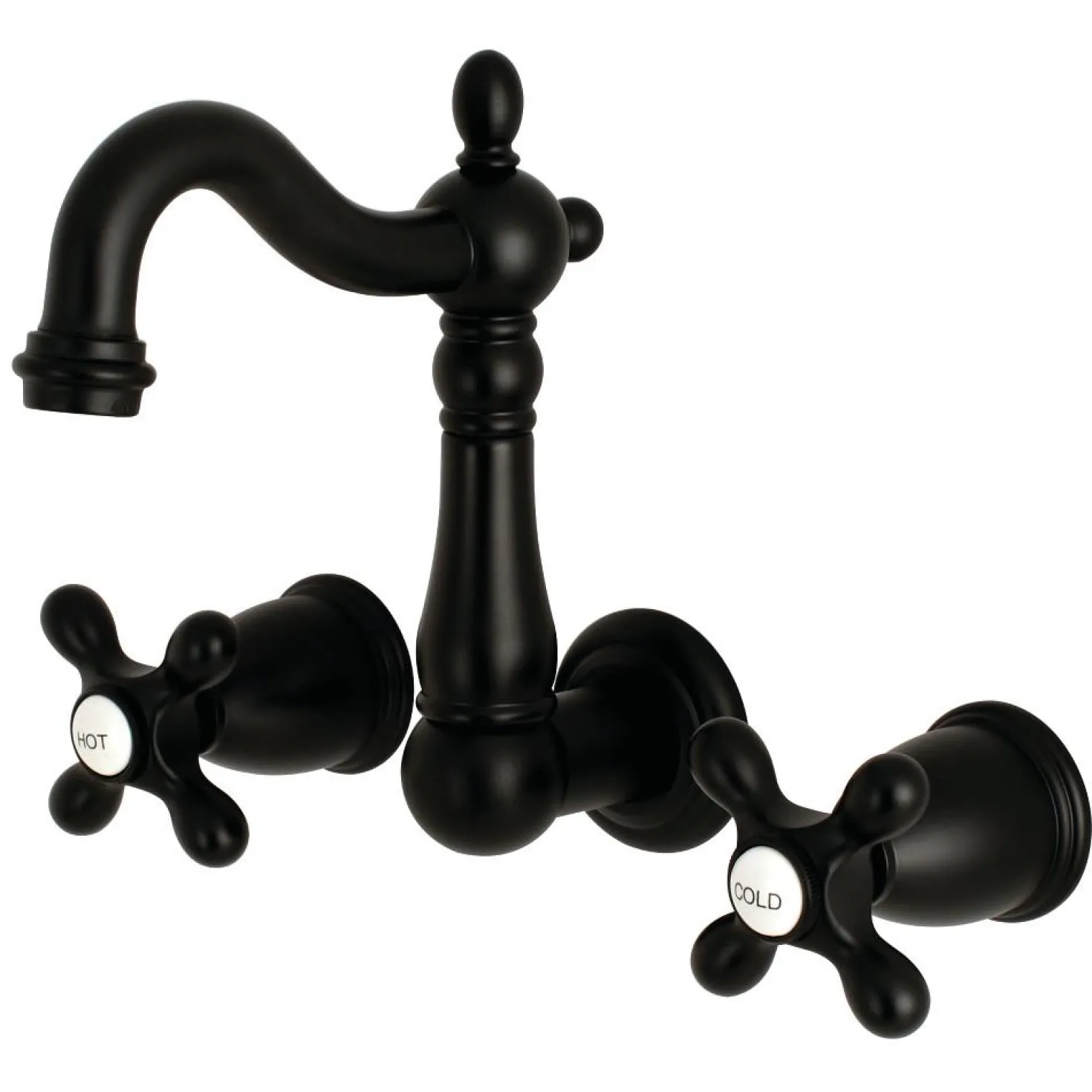 Kingston Brass Heritage 8-Inch Center Wall Mount Bathroom Faucet