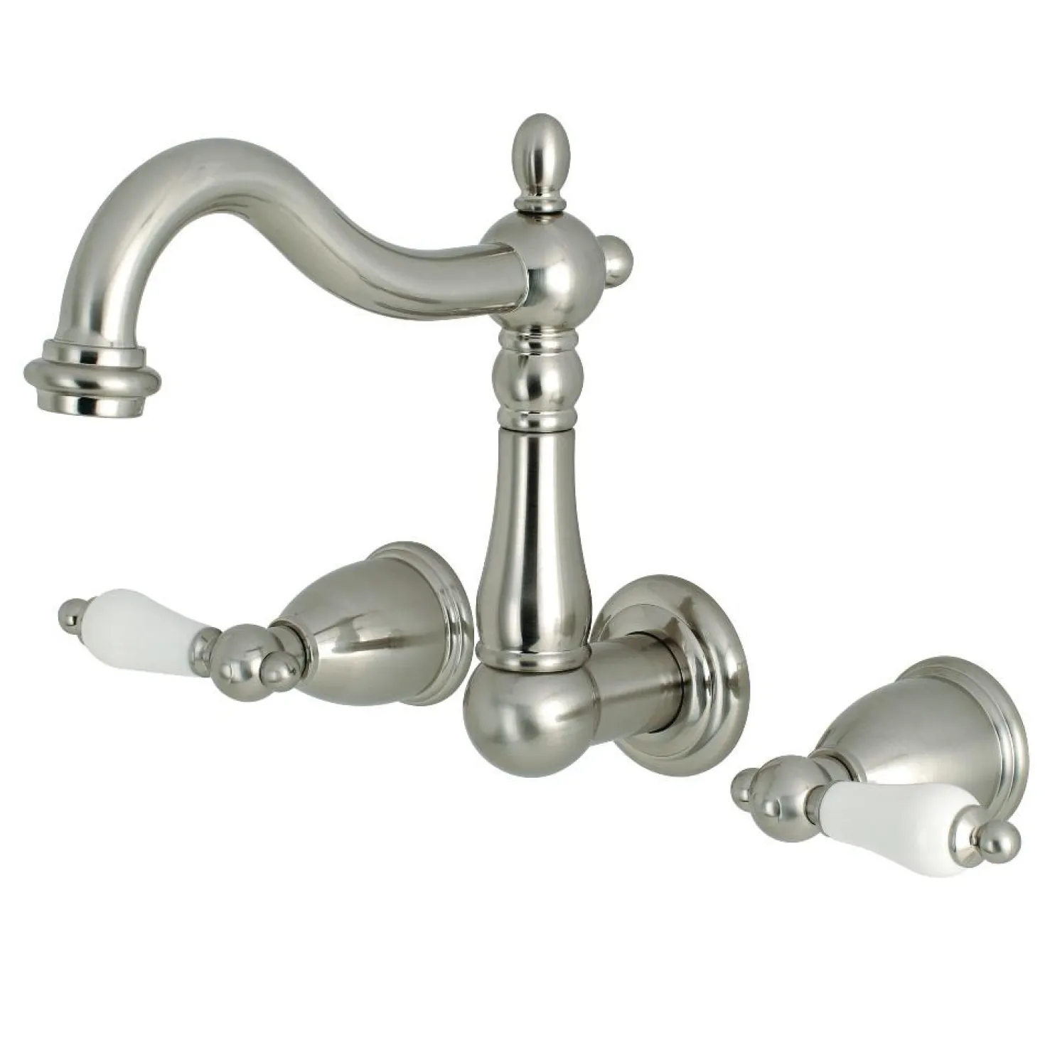 Kingston Brass Heritage 8-Inch Center Wall Mount 3-Hole Bathroom Faucet