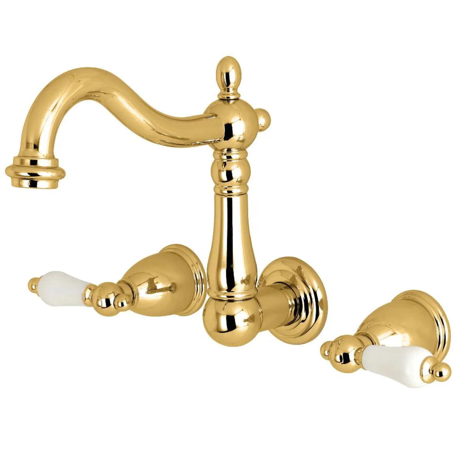 Kingston Brass Heritage 8-Inch Center Wall Mount 3-Hole Bathroom Faucet