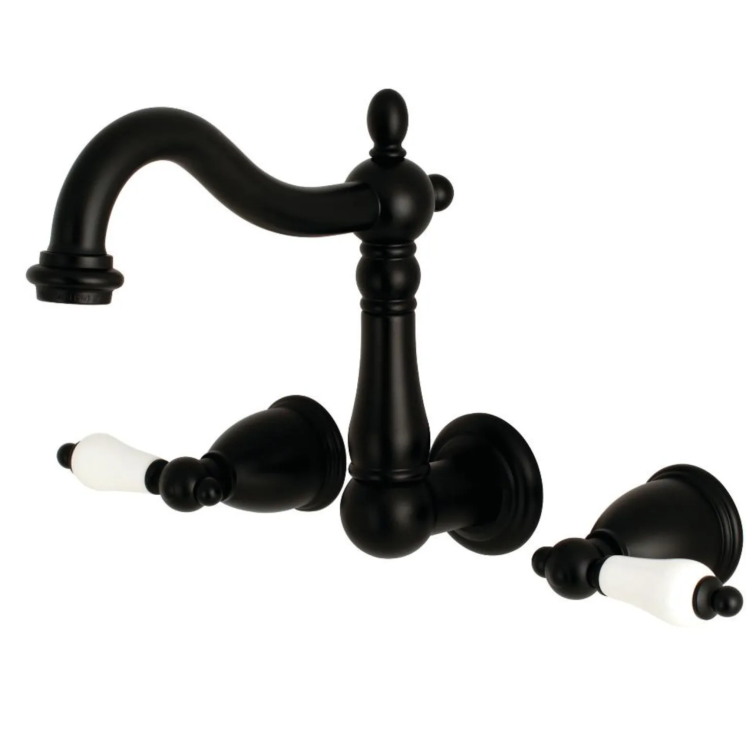 Kingston Brass Heritage 8-Inch Center Wall Mount 3-Hole Bathroom Faucet