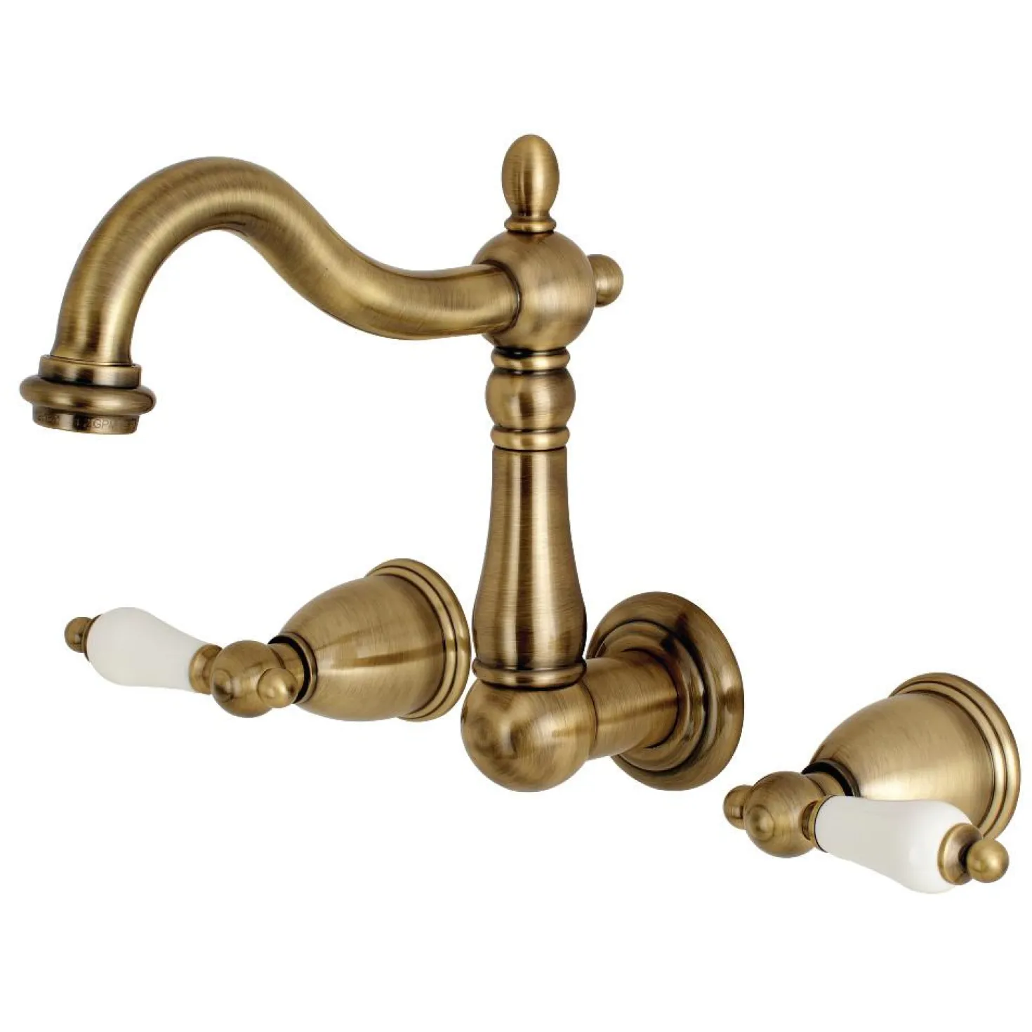 Kingston Brass Heritage 8-Inch Center Wall Mount 3-Hole Bathroom Faucet