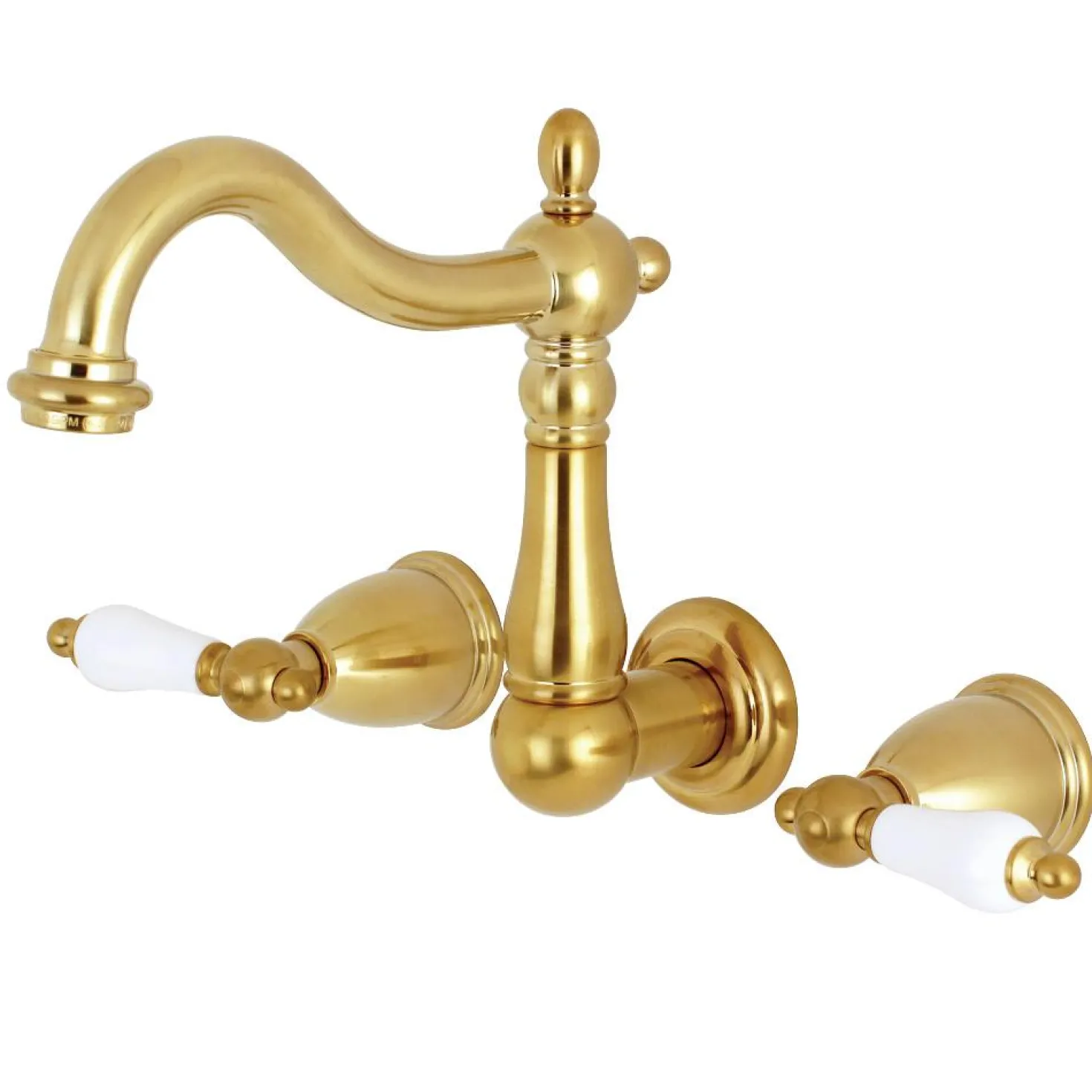 Kingston Brass Heritage 8-Inch Center Wall Mount 3-Hole Bathroom Faucet