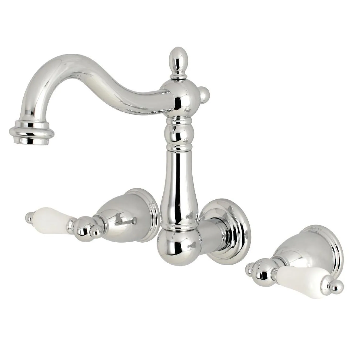 Kingston Brass Heritage 8-Inch Center Wall Mount 3-Hole Bathroom Faucet