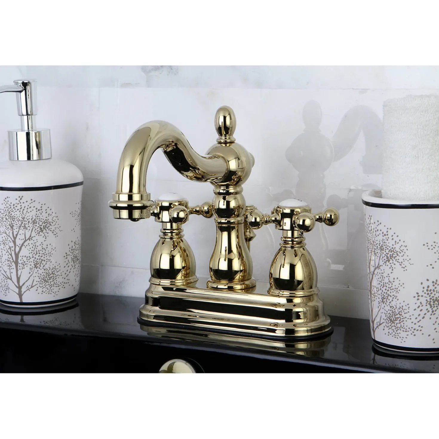 Kingston Brass Heritage 4-Inch Centerset Deck Mount Bathroom Faucet