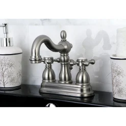 Kingston Brass Heritage 4-Inch Centerset Deck Mount Bathroom Faucet
