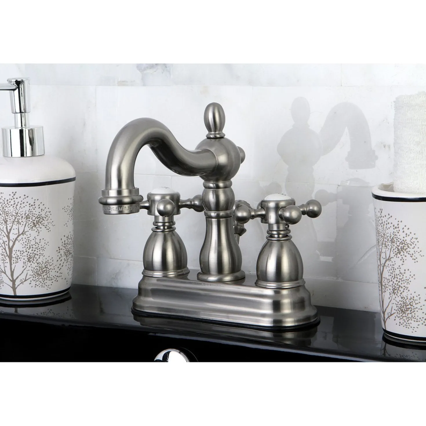 Kingston Brass Heritage 4-Inch Centerset Deck Mount Bathroom Faucet