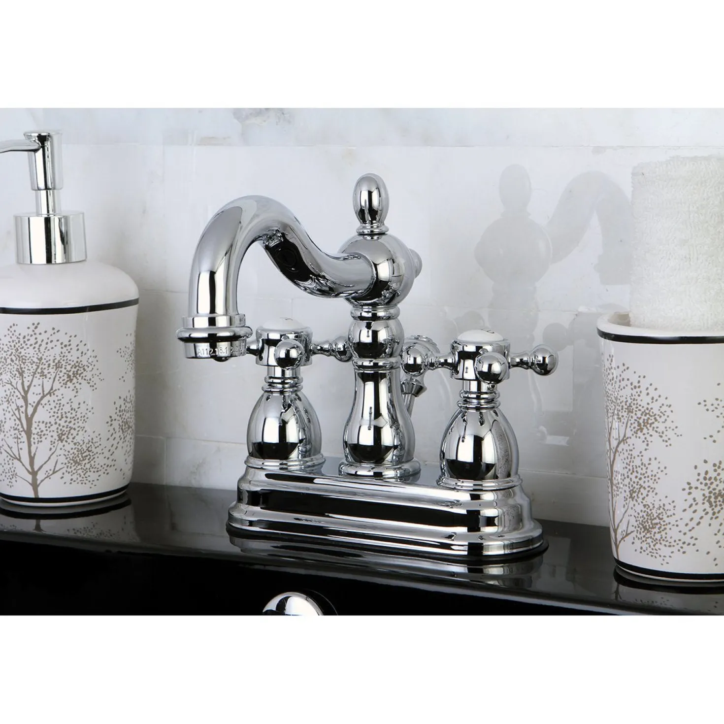 Kingston Brass Heritage 4-Inch Centerset Deck Mount Bathroom Faucet