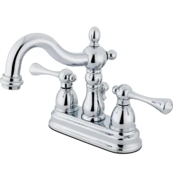 Kingston Brass Heritage 4-Inch Centerset Bathroom Faucet with Brass Pop-Up Drain