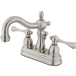 Kingston Brass Heritage 4-Inch Centerset Bathroom Faucet with Brass Pop-Up Drain