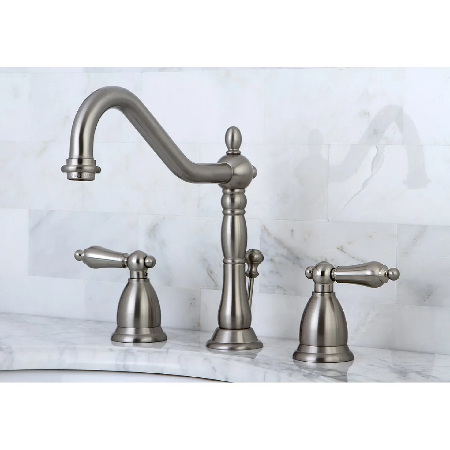 Kingston Brass Heritage 8-Inch Widespread Bathroom Faucet with Brass Pop-Up
