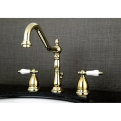 Kingston Brass Heritage 8-Inch Widespread Lever-Handle Bathroom Faucet